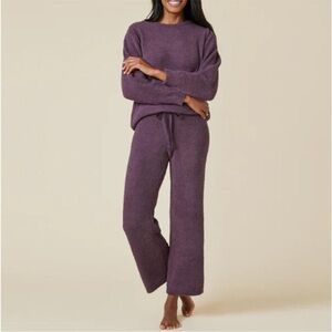 Softies Solid Marshmallow Reverse Seam Crew Neck Lounge Set in Fig Purple Small